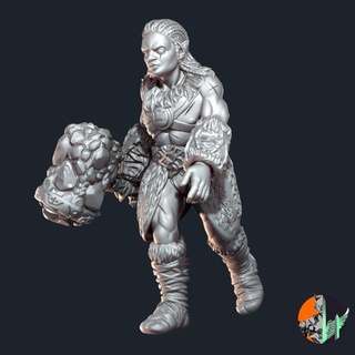 earth genasi triple spire workshop Tabletop Characters & Creatures Fantasy Universe rpg stone wild male hammer elemental 28mm dnd 32mm dreadlock 3d print model - Mito3D