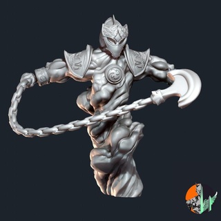 air myrmidon triple spire workshop Tabletop Characters & Creatures Fantasy Universe chain modular sword elemental 28mm dnd 32mm djinn 3d print model - Mito3D