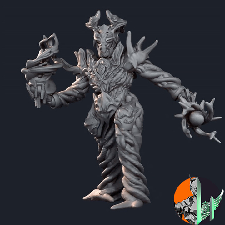 warforged druid triple spire workshop Tabletop Characters & Creatures Fantasy Universe fantasy nature tree staff mage root 28mm dnd 32mm 5e 3D print model - Mito3D