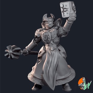 warforged cleric priest triple spire workshop Tabletop Characters & Creatures Fantasy Universe fantasy modular robot rpg warhammer mace spell 28mm dnd 32mm bludgeon 3d print model - Mito3D