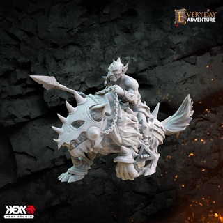 goblin worg rider hexy studio  Tabletop Tabletop Characters & Creatures Fantasy Universe Tabletop Tabletop Characters & Creatures beast monster mount warrior wolf dire dnd 32mm dungeons dragons 5e greenskin instant encounters  3d print model - Mito3D