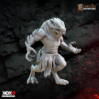 werewolf 1 hexy studio  Tabletop Tabletop Characters & Creatures Fantasy Universe Tabletop Tabletop Characters & Creatures creature monster rpg wolf night dnd 32mm dungeons dragons 5e lycanthrope instant encounters  3d print model - Mito3D