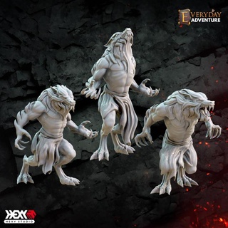 werewolves set hexy studio Tabletop Characters & Creatures Fantasy Universe creature rpg wolf night dnd 32mm dungeons dragons 5e lycanthrope instant encounters 3d print model - Mito3D