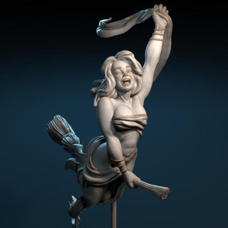 reeya witch - standalone version kriszti n hartmann Tabletop Characters & Creatures Fantasy Universe flying broomstick 3d print model - Mito3D
