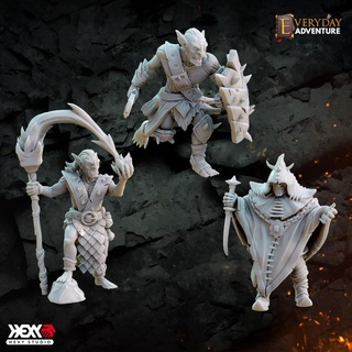 goblin set hexy studio Tabletop Characters & Creatures Fantasy Universe monster warrior mage dnd 32mm dungeons dragons cultist 5e greenskin goblinoid acolyte instant encounters 3d print model - Mito3D