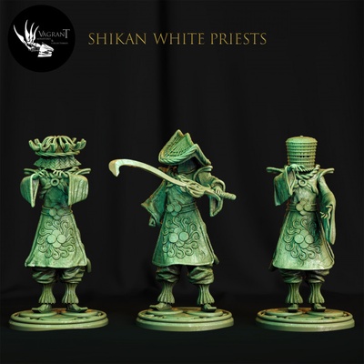 3d printable shikan's white priests by vagrant miniatures tabletop characters & creatures fantasy universe male east dnd 3d print model - Mito3D