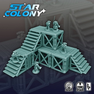 3d printable star colony scaffolding ste by forbidden prints tabletop terrain sci-fi 40k wargaming wargame stargrave killteam 3d print model - Mito3D