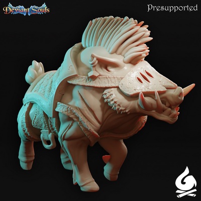 3d printable armored boar by safehold tabletop characters & creatures fantasy universe creature dragons dungeons forest monster mount d&amp d dnd 3d print model - Mito3D