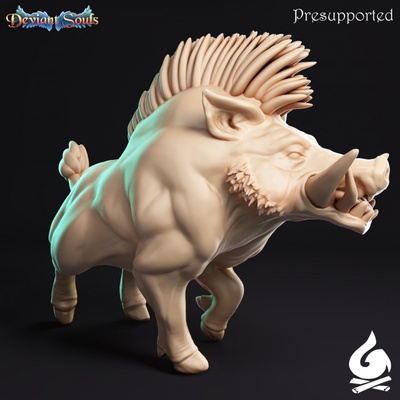 3d printable big boar by safehold tabletop characters & creatures fantasy universe creature dragons dungeons forest monster mount d&amp d dnd 3d print model - Mito3D