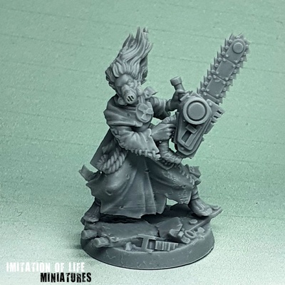 3d printable marah doomed nuclear cult zealot by imitation of life miniatures tabletop characters & creatures sci-fi universe 40k female fork modular monk warhammer necromunda fallout chainsaw post-apocalypse cultist stargrave censer presupported flaggelant holocaust 3d print model - Mito3D