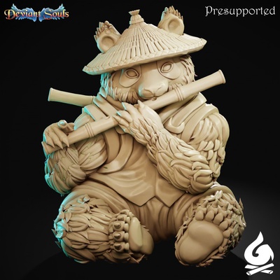 3d printable panda musician by safehold tabletop characters & creatures fantasy universe animal creature dragons dungeons d&amp d dnd traveler 3d print model - Mito3D