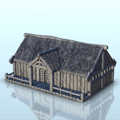3d printable medieval house terrace thatched roof 1 - building middle age by hartolia miniatures tabletop terrain fantasy accessories architecture game games warhammer figures wargame dungeon scenery saga lord of rings sigmar dark alkemy war rose warcrow 3d print model - Mito3D