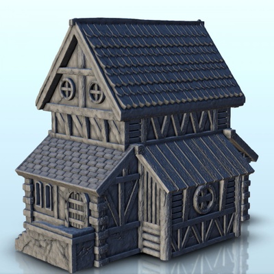3d printable multi-storred village house 4 - medieval building middle age by hartolia miniatures tabletop terrain fantasy accessories architecture game games warhammer figures wargame dungeon scenery saga lord of rings sigmar dark alkemy war rose warcrow 3d print model - Mito3D