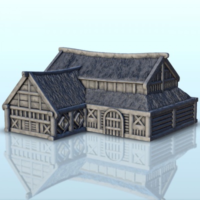 3d printable large medieval house multi-floored thatched roof 8 - building middle age by hartolia miniatures tabletop terrain fantasy accessories architecture game games warhammer figures wargame dungeon scenery saga lord of rings sigmar dark alkemy war rose warcrow 3d print model - Mito3D
