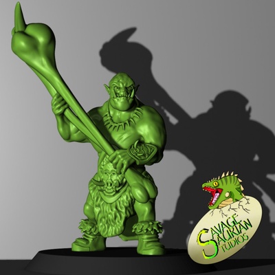 3d printable warpig clan - orc great club monster slayer supported by savage saurian studios tabletop characters & creatures fantasy universe bone creature ork pig tribal war hunter hammer brute f r boar tusk tribe orruk 3d print model - Mito3D