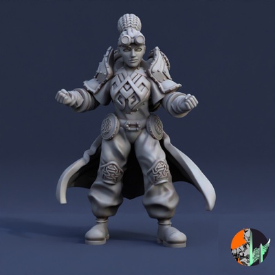 3d printable geo mancer by triple spire workshop tabletop characters & creatures sci-fi universe female rpg earth steampunk mage 28mm dnd 32mm gea 3d print model - Mito3D