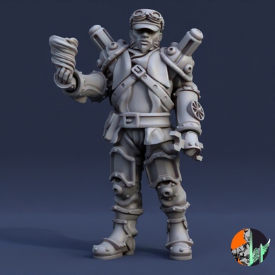 3d printable aero mancer by triple spire workshop tabletop characters & creatures sci-fi universe rpg wind wizard steampunk mage storm 28mm dnd 32mm 3d print model - Mito3D