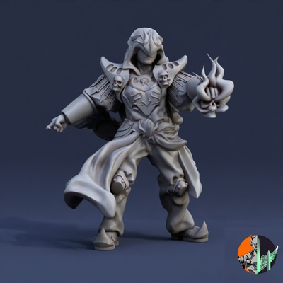 3d printable necromancer by triple spire workshop tabletop characters & creatures sci-fi universe female skull wizard death mage dnd necro mancer 3d print model - Mito3D