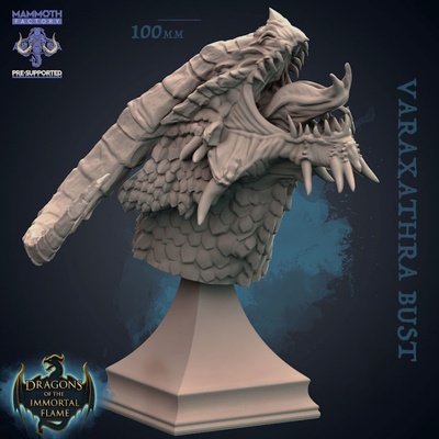 3d printable varaxathra bust by mammoth factory ancient dragon monster wings winged scales gargantuan radiant 3d print model - Mito3D