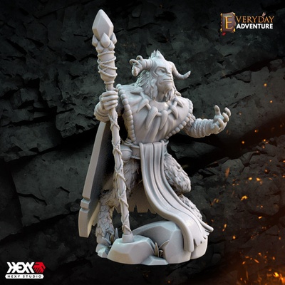 3d imprimable bouc chaman by hexy studio table personnages créatures fantaisie univers rpg dnd 32mm donjons dragons homme bête animalier instant rencontres 3d print model - Mito3D