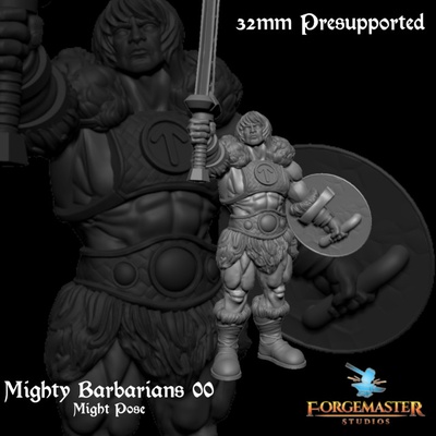 3d printable mighty barbarians 00 pose by forgemaster studios barbarian fighter shield sword warrior dnd 32mm forgemasterstudios 3d print model - Mito3D