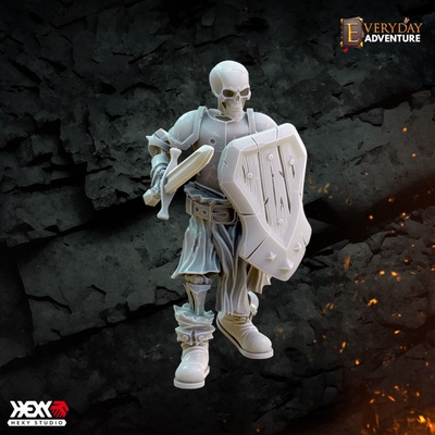 3d imprimible esqueleto guerrero 2 by hexy estudio mesa caracteres criaturas fantasía universo rpg espada muertos vivientes dnd 32mm mazmorras dragones 5e instante encuentros 3d print model - Mito3D