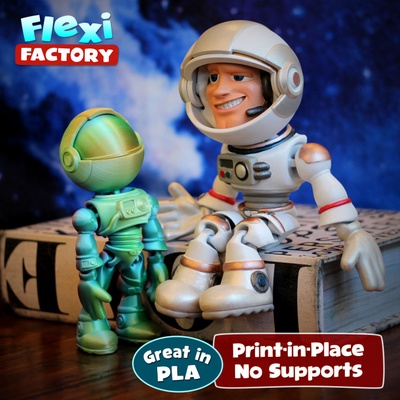 3d printable flexi print-in-place astronaut by factory toys & games fan art action figures stl space toy daniel posable printinplace fidget dan spaceman sopala 3d print model - Mito3D