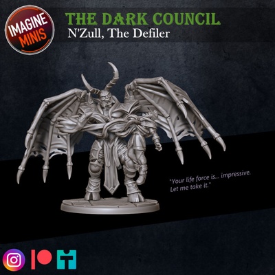 3d printable dark council - n'zull defiler by imagine minis tabletop characters & creatures fantasy universe demon devil monster rpg vampire miniature lord male large evil warcraft wow wargame dnd pathfinder 32mm ttrpg dnd5e tdc 3d print model - Mito3D