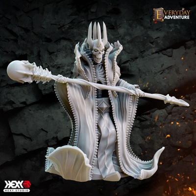 3d printable lich by hexy studio tabletop characters & creatures fantasy universe rpg undead villain dnd 32mm dungeons dragons instant encounters 3d print model - Mito3D