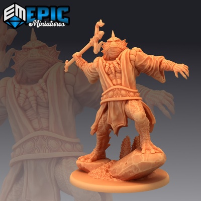 3d printable marid male trident water elemental genie ocean & sea encounter by epic-miniatures fantasy medieval monster rpg warhammer sla enemy tabletop dungeon dnd pathfinder npc pre-supported supported pre 3d print model - Mito3D