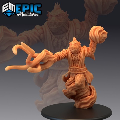3d printable marid male magic water elemental genie ocean & sea encounter by epic-miniatures fantasy medieval monster rpg warhammer sla enemy tabletop dungeon dnd pathfinder npc pre-supported supported pre 3d print model - Mito3D