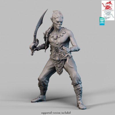 3d printable githyanki hunter warrior - 32mm 75mm by 2moronic miniatures tabletop characters & creatures fantasy universe board dragons dungeons game mini rpg miniature d&d dnd spelljammer 5e pre-supported giths 3d print model - Mito3D