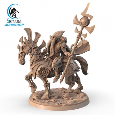 3d printable waracht mind hunters knight by signum workshop dungeons fantasy mini miniatures wizard staff tabletop rider 32mm sorcerer construct ttrpg illithid mindflayer presupported 3d print model - Mito3D