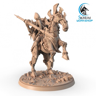 3d printable kairat mind hunters spearman by signum workshop dungeons fantasy mini miniatures spear warrior tabletop rider 32mm construct ttrpg illithid mindflayer presupported 3d print model - Mito3D