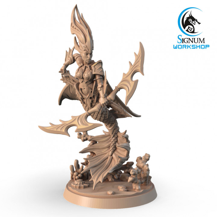 3d stampabile donare mare cacciatrice by signum officina arciere dungeon fantasia mini miniature tavolo ranger scout 32mm naga ttrpg merfolk presupposto 3D print model - Mito3D