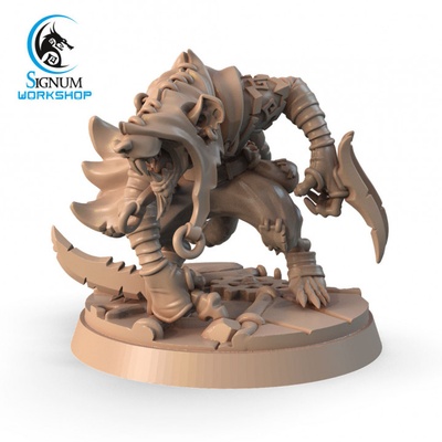 3d printable charry natural-born bandit by signum workshop claw dungeons fantasy mini miniatures dagger tabletop rogue 32mm skaven beastman ttrpg ratfolk presupported thif 3d print model - Mito3D