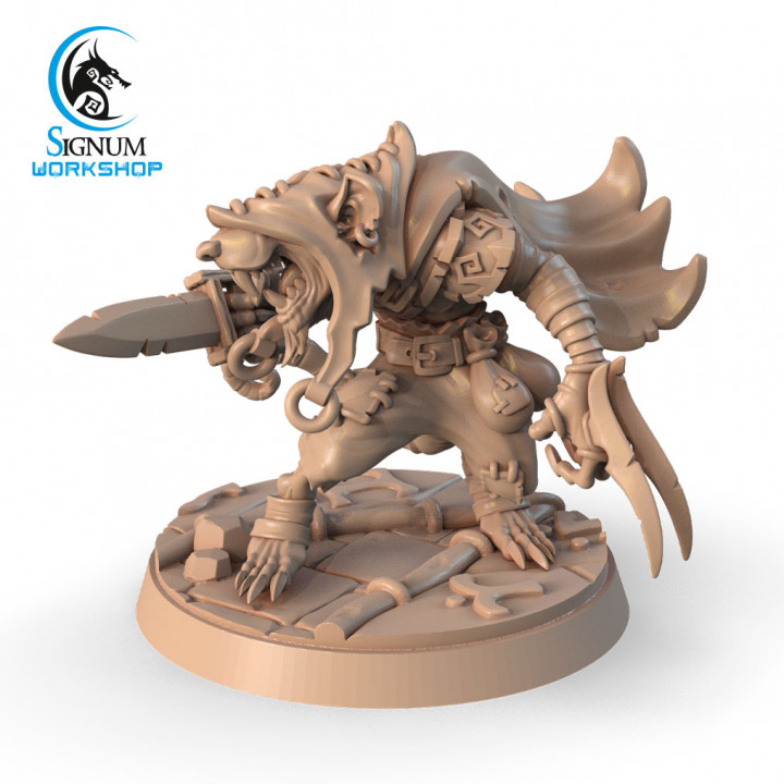 3d yazdırılabilir cesur yırtıcı by işaret atölye pençeler zindanlar fantezi mini minyatürler hançer masaüstü haydut 32mm skaven canavar ttrpg ratfolk önceden desteklenen katar hırsız 3D print model - Mito3D