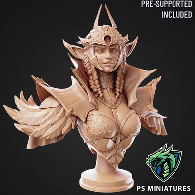 3d printable drow battlemage bust by psminiatures tabletop characters & creatures fantasy universe fan art busts armour battle female girl head hero portrait soldier statue warrior character wizard magic sculpt mage heroic underdark fantasyu 3d print model - Mito3D