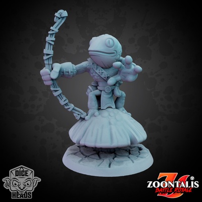3d printable frog archer presupported included by dice heads tabletop characters & creatures fantasy universe 3d print model - Mito3D