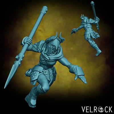 3d printable female bounty hunter barbarian javelin presupported by velrock art miniatures tabletop characters & creatures fantasy universe 3d print model - Mito3D
