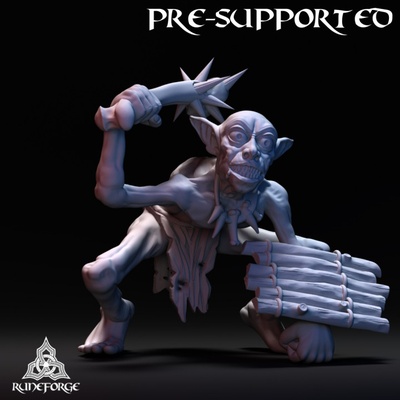 3d printable cave goblin - club shield by runeforge studios tabletop characters & creatures fantasy universe 3d print model - Mito3D