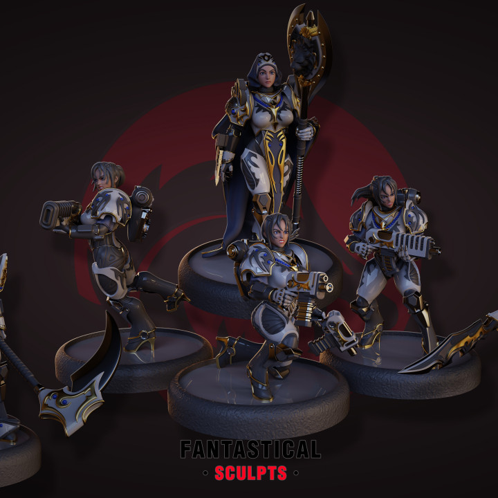 3d printable paladin assault sisters by dungeons & dreadnoughts tabletop characters creatures sci-fi universe 3D print model - Mito3D