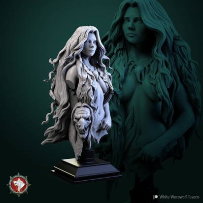 3d printable greta fish scale bust pre-supported by white werewolf tavern tabletop characters & creatures fantasy universe fan art busts 3d print model - Mito3D