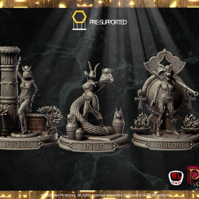 3d printable lore of nile 2 five gods set pre-supported by mojibake collectibles tabletop characters & creatures fantasy universe fan art busts 3d print model - Mito3D