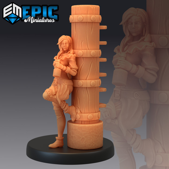 3d printable pirate female drinking human corsair quartermaster ship lady by epic-miniatures 3D print model - Mito3D