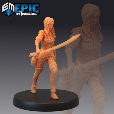 3d imprimable pirate femelle épée humain corsaire intendant navire dame by epic miniatures 3d print model - Mito3D