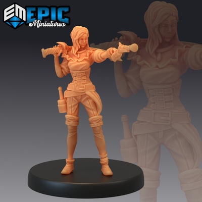 3d imprimable pirate femelle tournage humain corsaire intendant navire dame by epic miniatures 3d print model - Mito3D