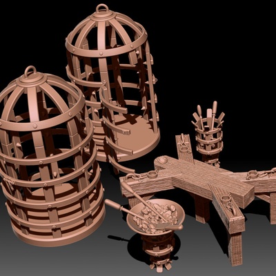 3d imprimable torture ensemble by post mortemnihilest table terrain fantaisie 3d print model - Mito3D