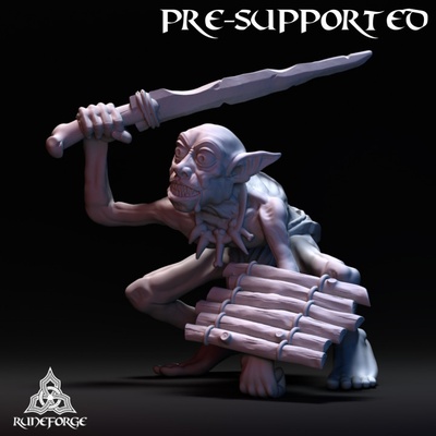 3d printable cave goblin - spear shield attacking by runeforge studios fashion & accessories tabletop characters creatures 3d print model - Mito3D