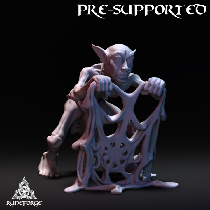 3d printable cave goblin - net thrower by runeforge studios tabletop characters & creatures fantasy universe 3D print model - Mito3D